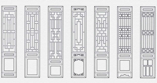 三更罗镇常用中式仿古花窗图案隔断设计图